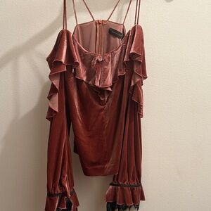 Pink Velvet Off-Shoulder Top